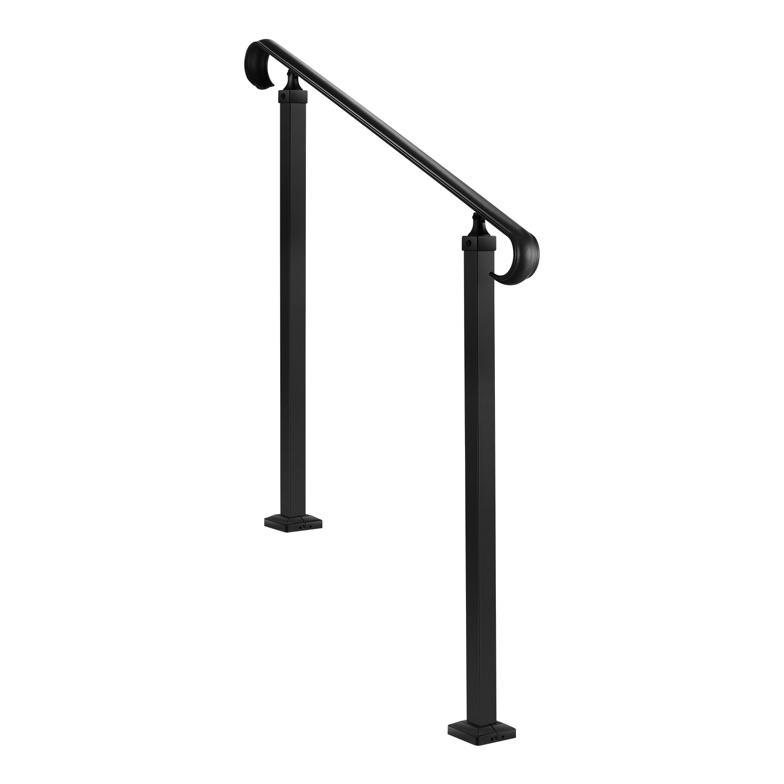 Outdoor Handrail For Steps Adjustable Carbon Steel Matte Black_voghion.com